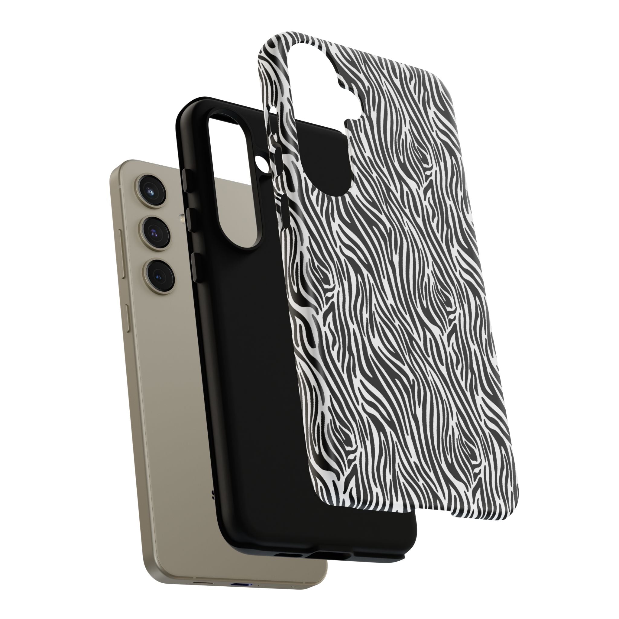 Black and White Zebra Print Tough Case iPhone, Galaxy and Google Pixel