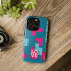 LOVE Teal Green Tough Phone Case for iPhone, Galaxy, or Google Pixel
