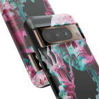 Neon Pink Skeleton (Black) Tough Phone Case for iPhone, Galaxy, or Google Pixel