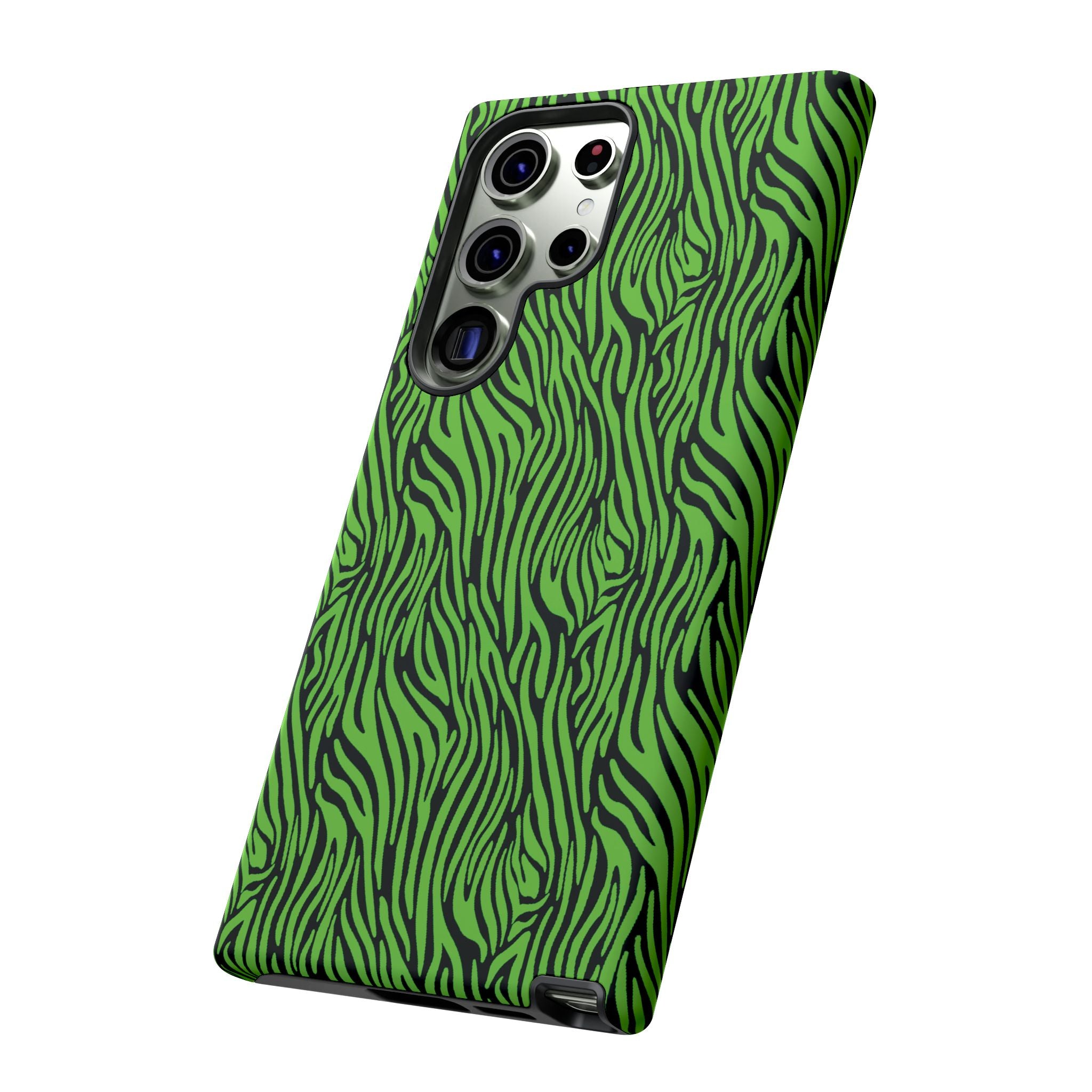 Neon Green Zebra Tough Phone Case iPhone, Galaxy, or Google Pixel