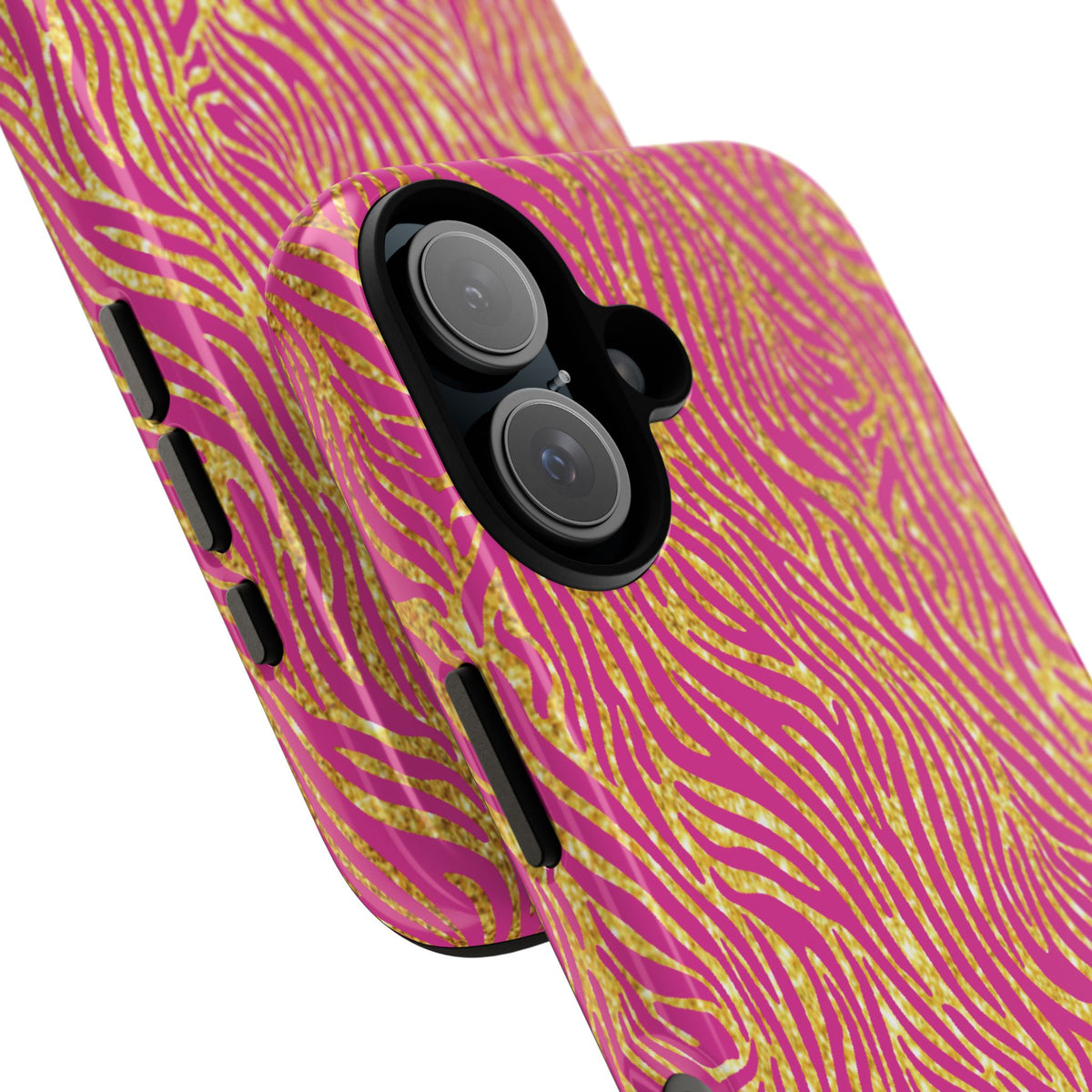 Pink Gold Zebra Print Tough Case for iPhone, Galaxy, or Google Pixel