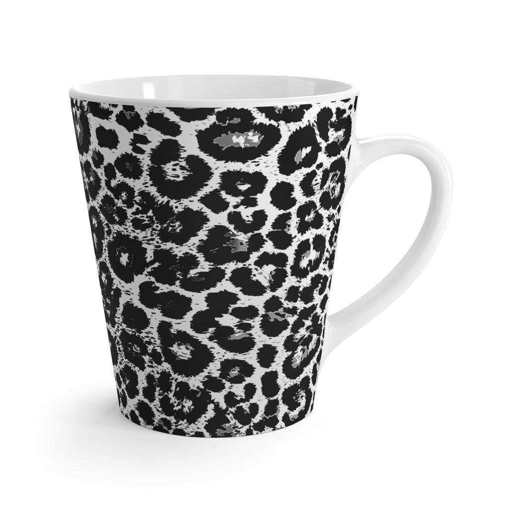 Black and White Leopard Print Latte Mug