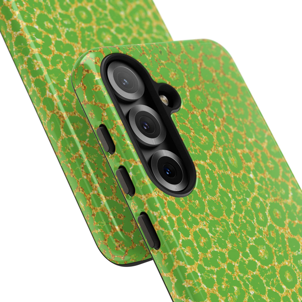 Neon Green Gold Leopard Tough Phone Case iPhone, Galaxy, or Google Pixel