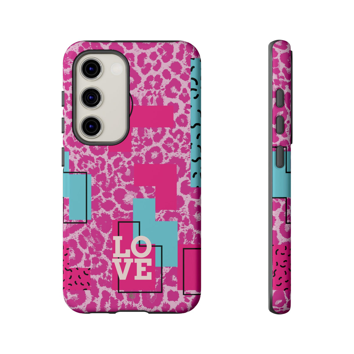 Retro Love Pink Leopard RG Tough Phone Case for iPhone, Galaxy, or Google Pixel