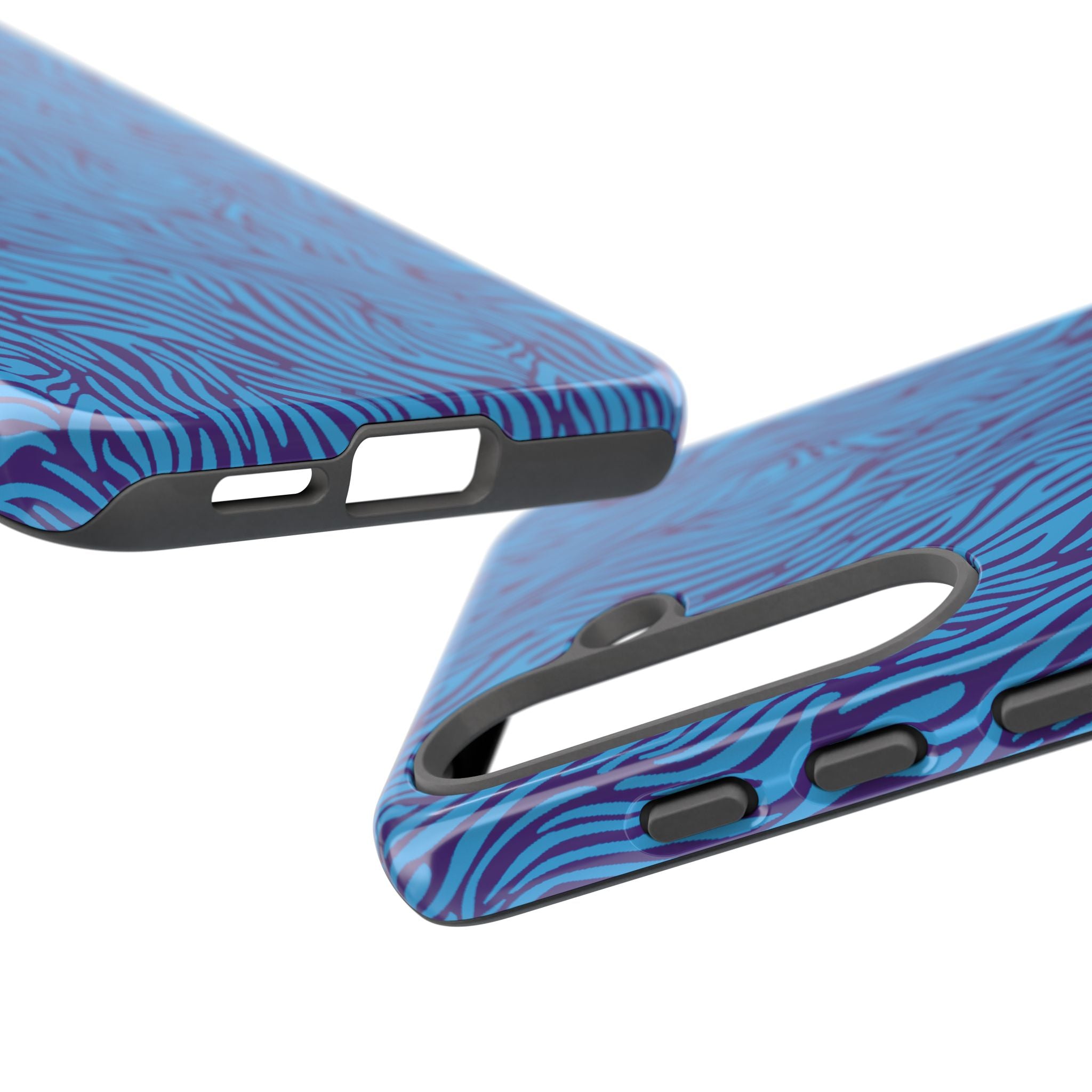 Zebra Print Blue and Purple Tough Case for iPhone, Galaxy or Google Pixel