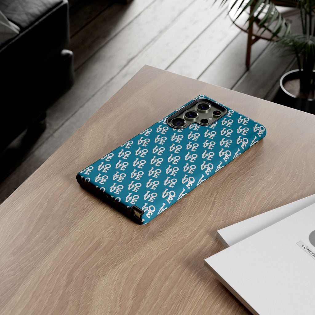 LOVE Teal Green Tough Phone Case iPhone, Galaxy, or Google Pixel