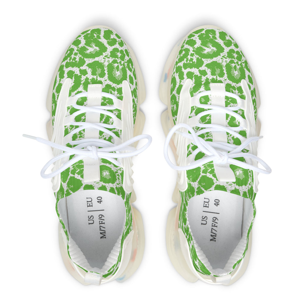 Neon Green Leopard Women's Mesh Sneakers