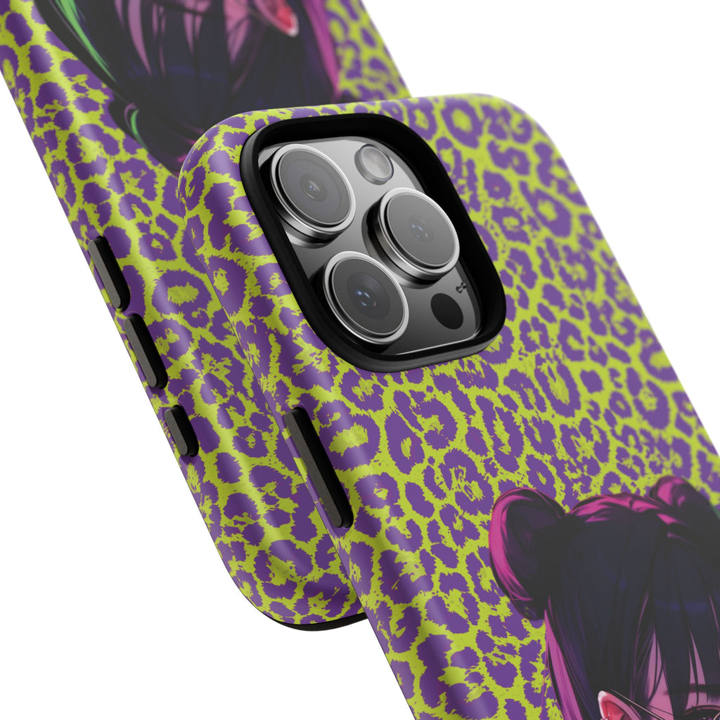 Purple Neon Lime Leopard Kz Tough Case for iPhone, Galaxy, or Google Pixel