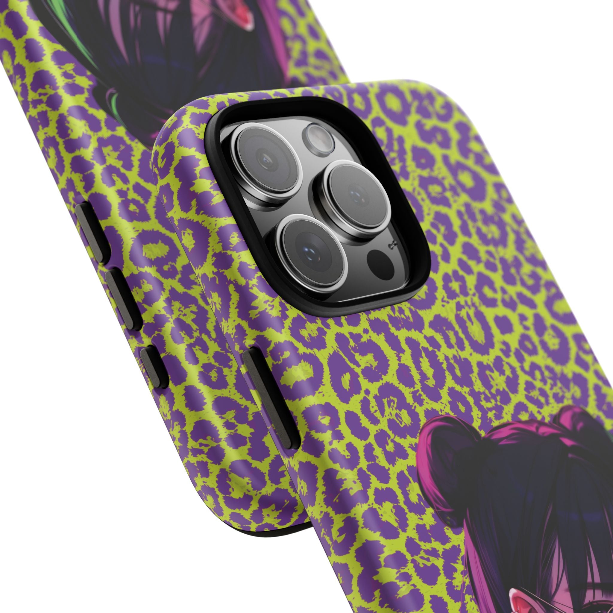 Purple Neon Lime Leopard Kz Tough Case for iPhone, Galaxy, or Google Pixel