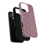 Purple Gold Leopard Tough Phone Case for iPhone, Galaxy, or Google Pixel