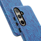 Zebra Print Blue and Purple Tough Case for iPhone, Galaxy or Google Pixel