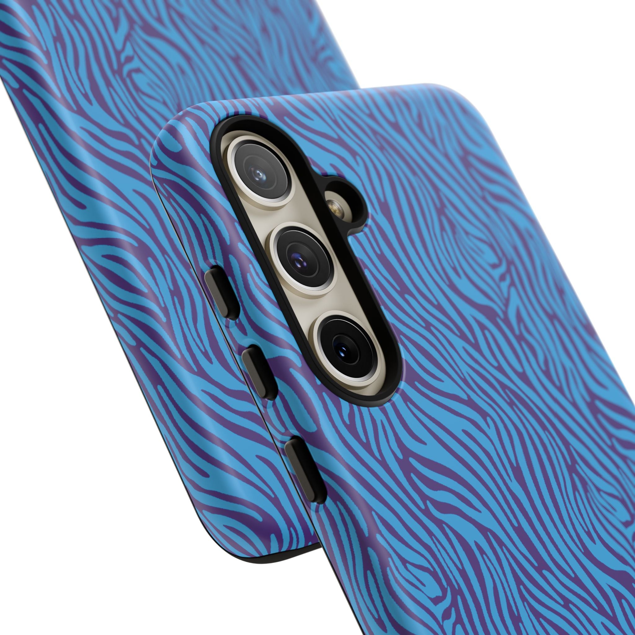 Zebra Print Blue and Purple Tough Case for iPhone, Galaxy or Google Pixel