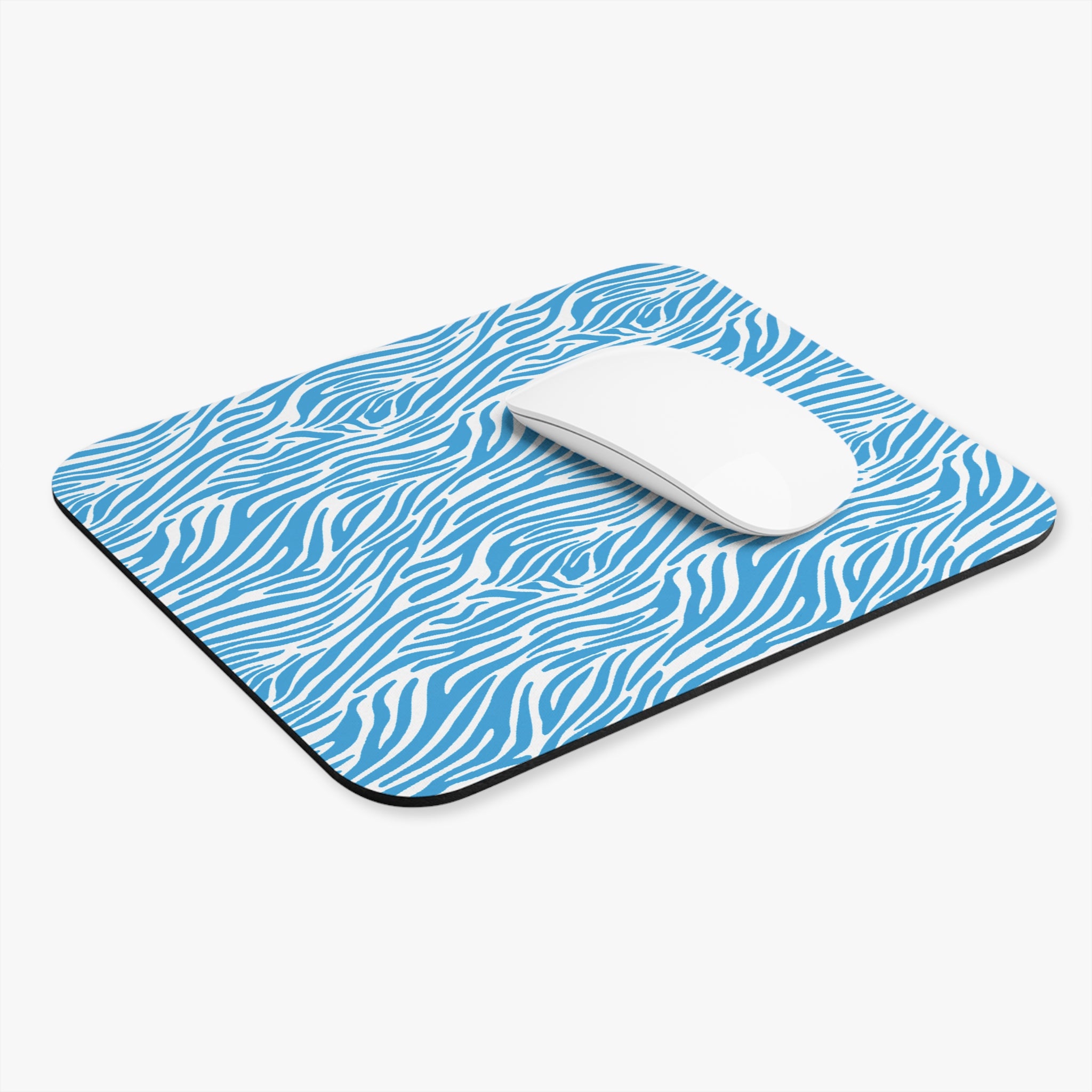 Blue Zebra Print Mouse Pad