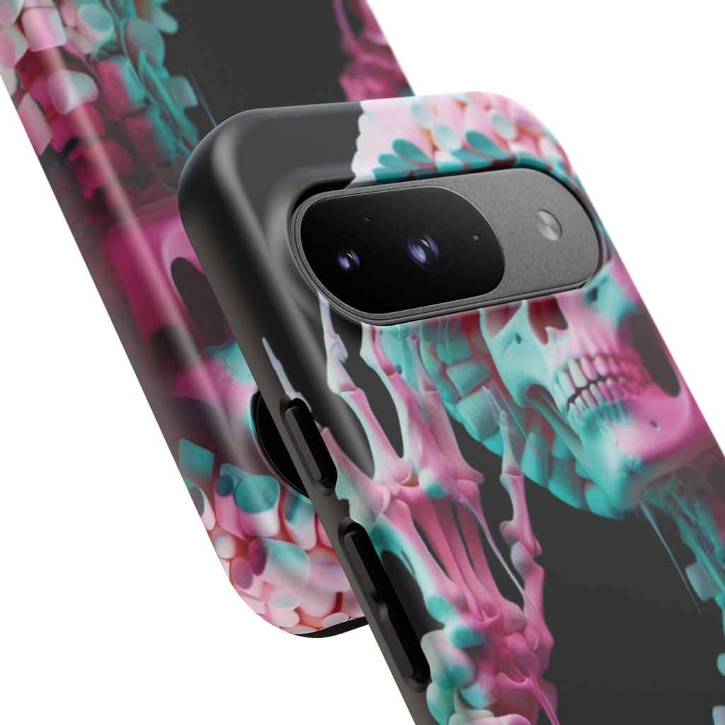Neon Pink Skeleton (Black) Tough Phone Case for iPhone, Galaxy, or Google Pixel
