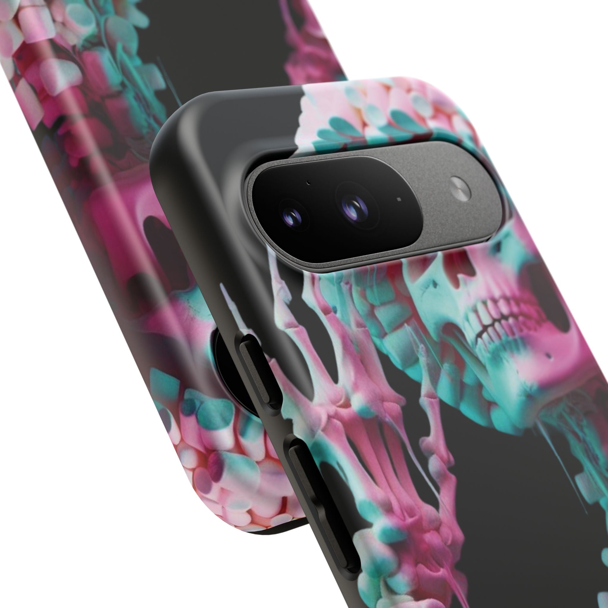 Neon Pink Skeleton (Black) Tough Phone Case for iPhone, Galaxy, or Google Pixel