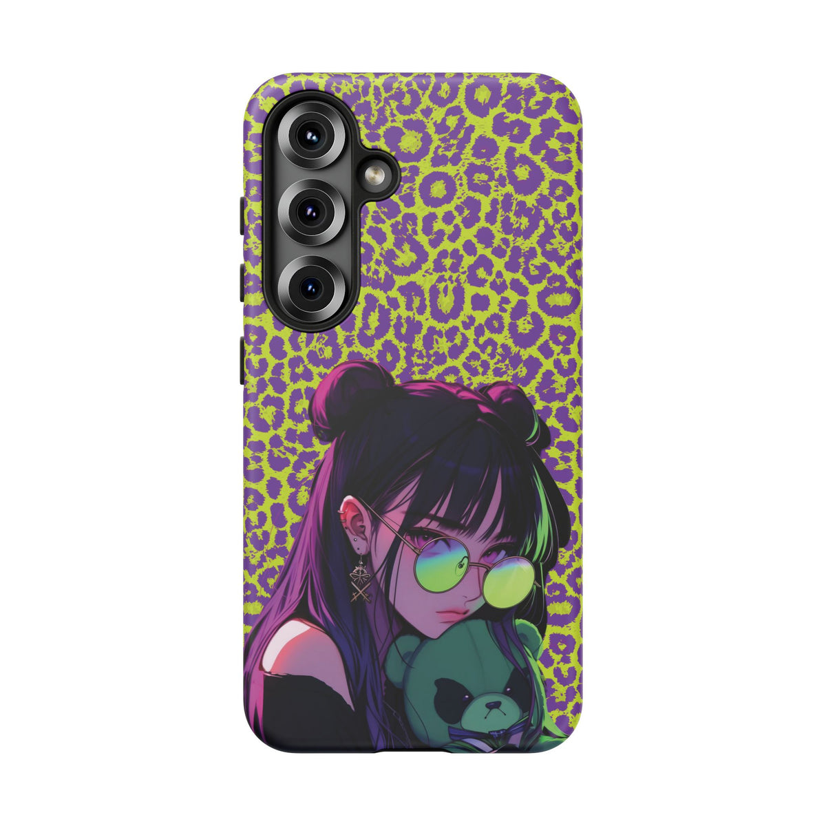 Purple Neon Lime Leopard Kz Tough Case for iPhone, Galaxy, or Google Pixel