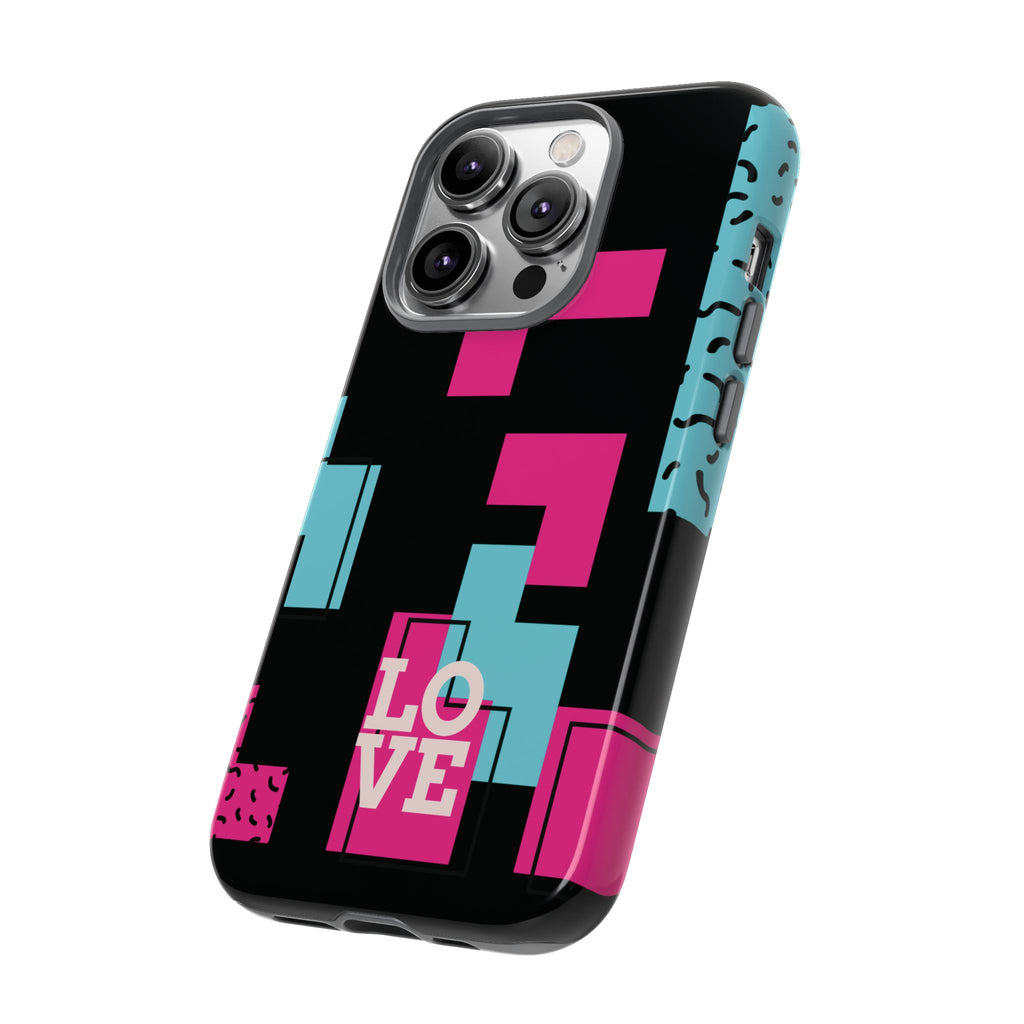 Retro Blocks LOVE Tough Case for iPhone, Galaxy or Google Pixel