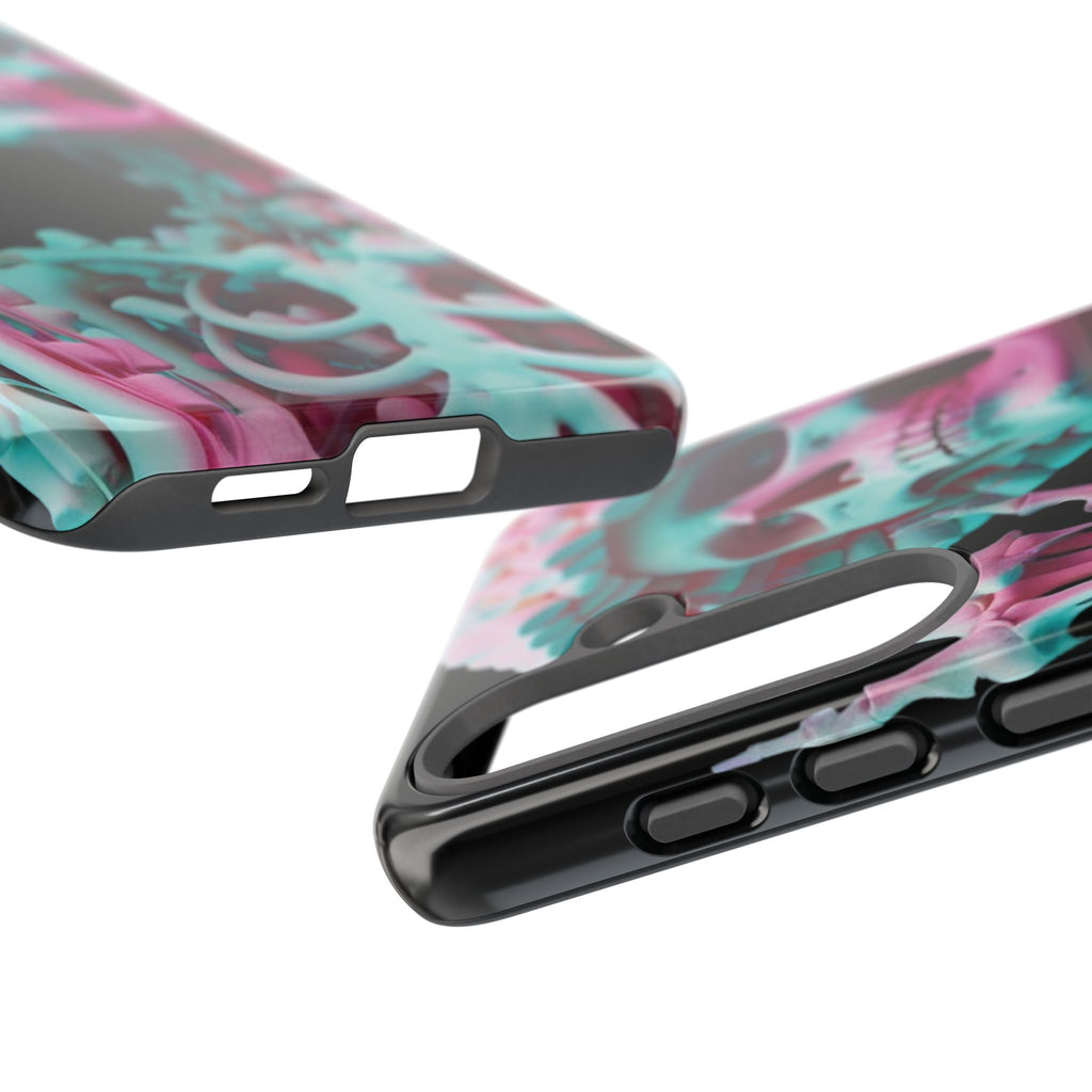 Neon Pink Skeleton (Black) Tough Phone Case for iPhone, Galaxy, or Google Pixel