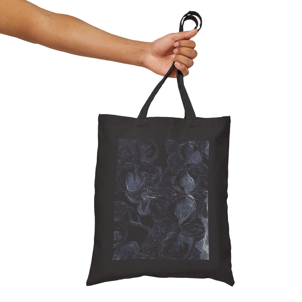 Orchids Print Cotton Canvas Tote Bag
