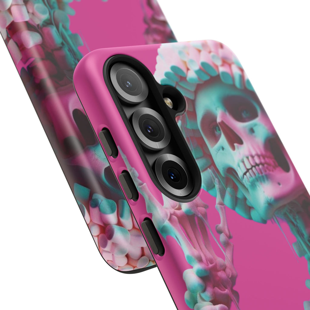 Neon Pink Skeleton Tough Phone Case for iPhone, Galaxy and Google Pixel
