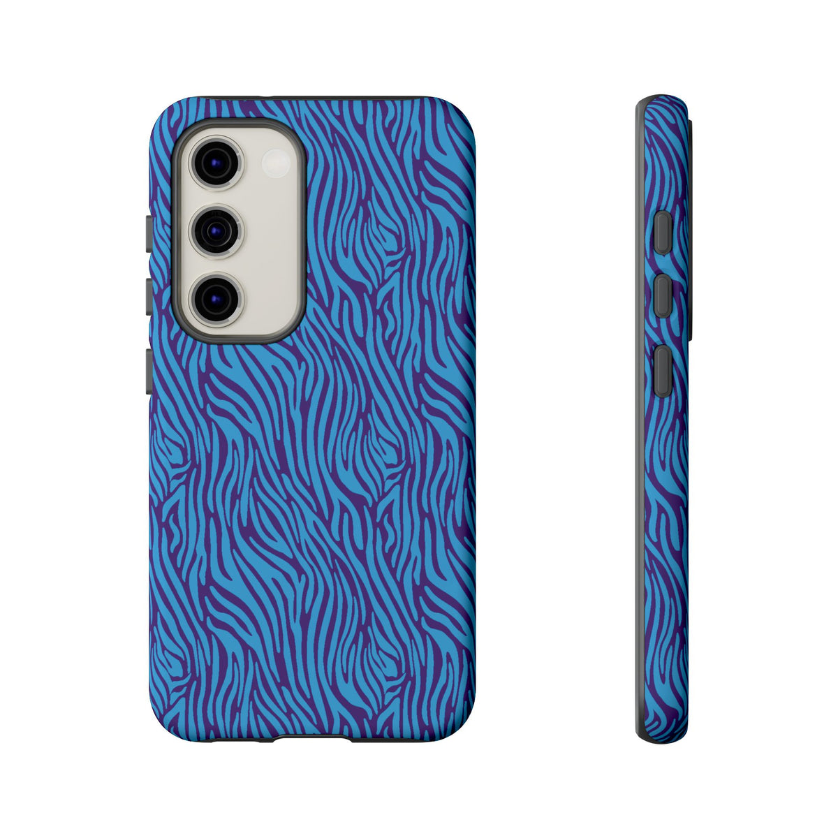 Zebra Print Blue and Purple Tough Case for iPhone, Galaxy or Google Pixel