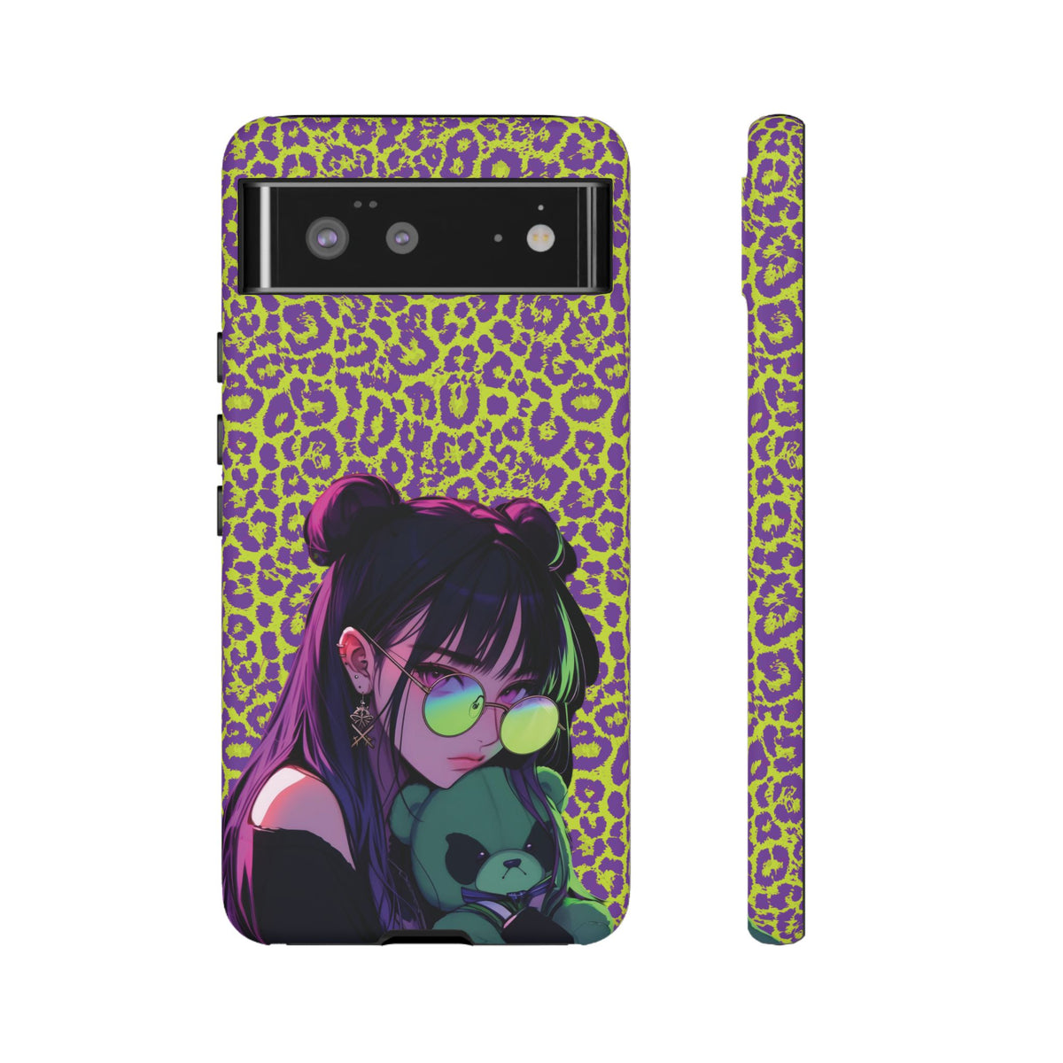 Purple Neon Lime Leopard Kz Tough Case for iPhone, Galaxy, or Google Pixel