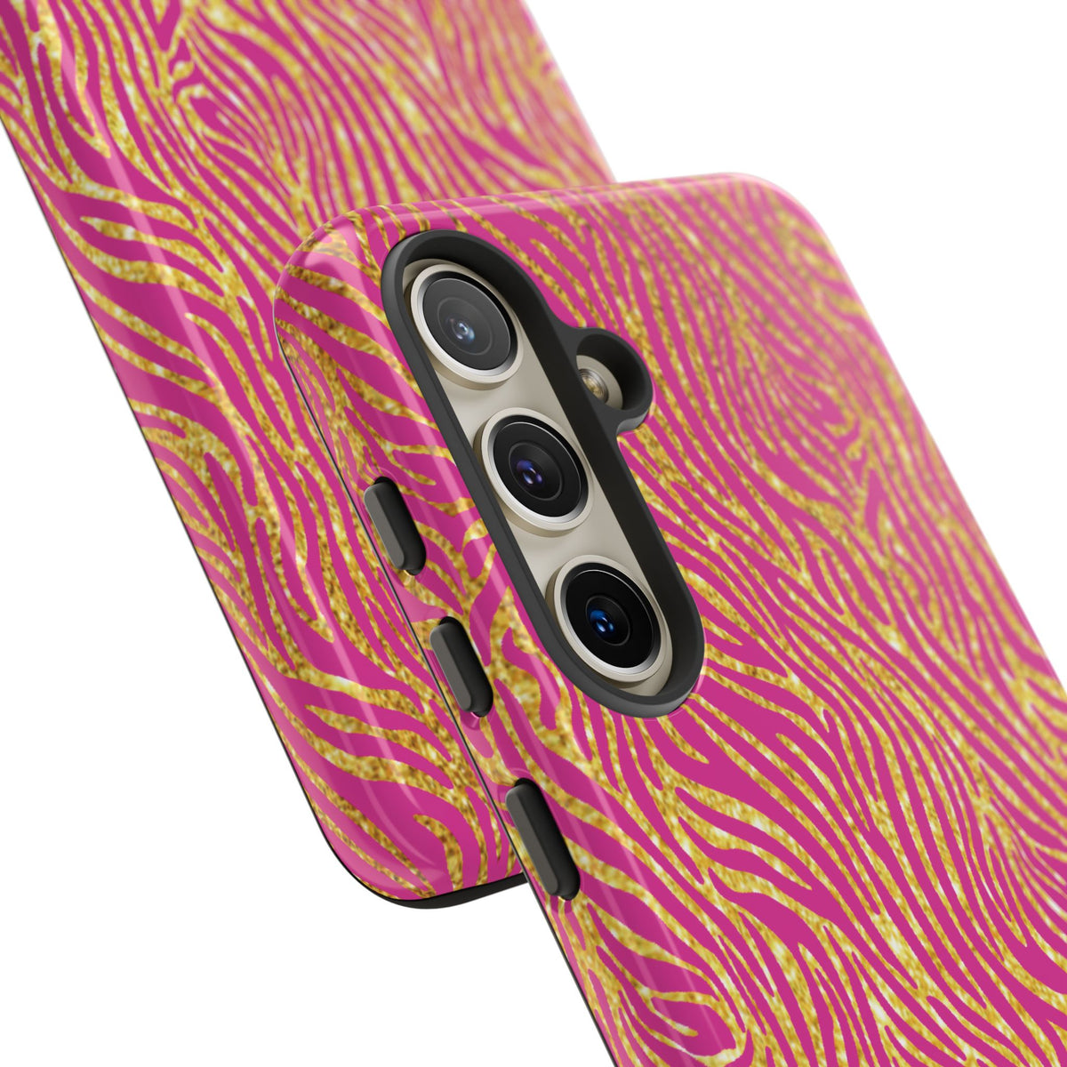 Pink Gold Zebra Print Tough Case for iPhone, Galaxy, or Google Pixel