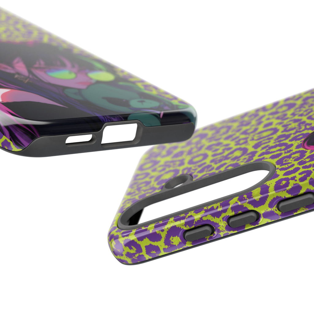 Purple Neon Lime Leopard Kz Tough Case for iPhone, Galaxy, or Google Pixel