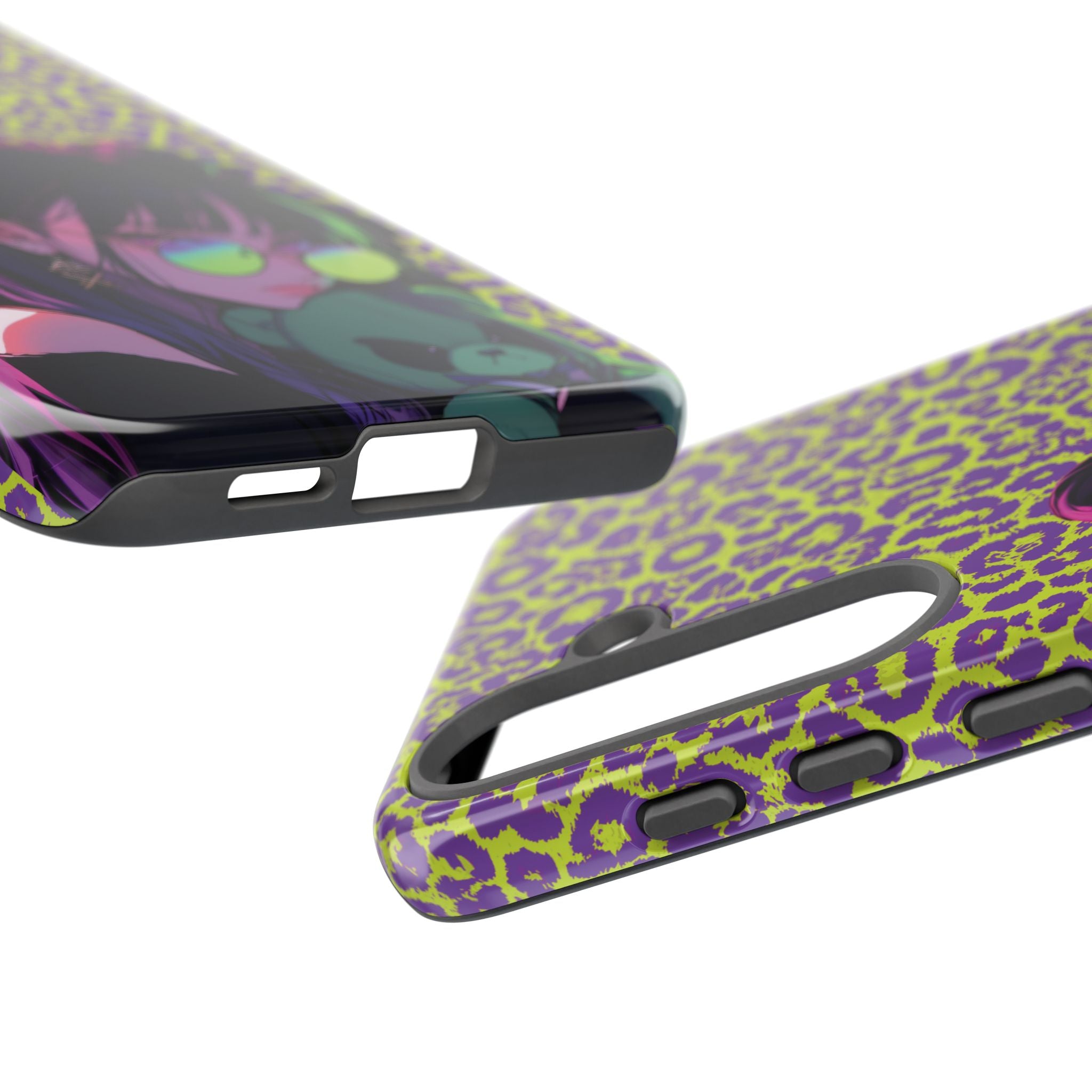 Purple Neon Lime Leopard Kz Tough Case for iPhone, Galaxy, or Google Pixel