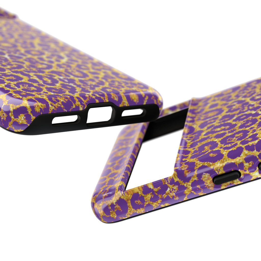 Purple Gold Leopard Tough Phone Case for iPhone, Galaxy, or Google Pixel