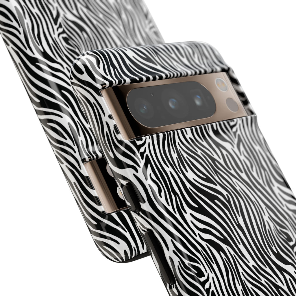 Black and White Zebra Print Tough Case iPhone, Galaxy and Google Pixel