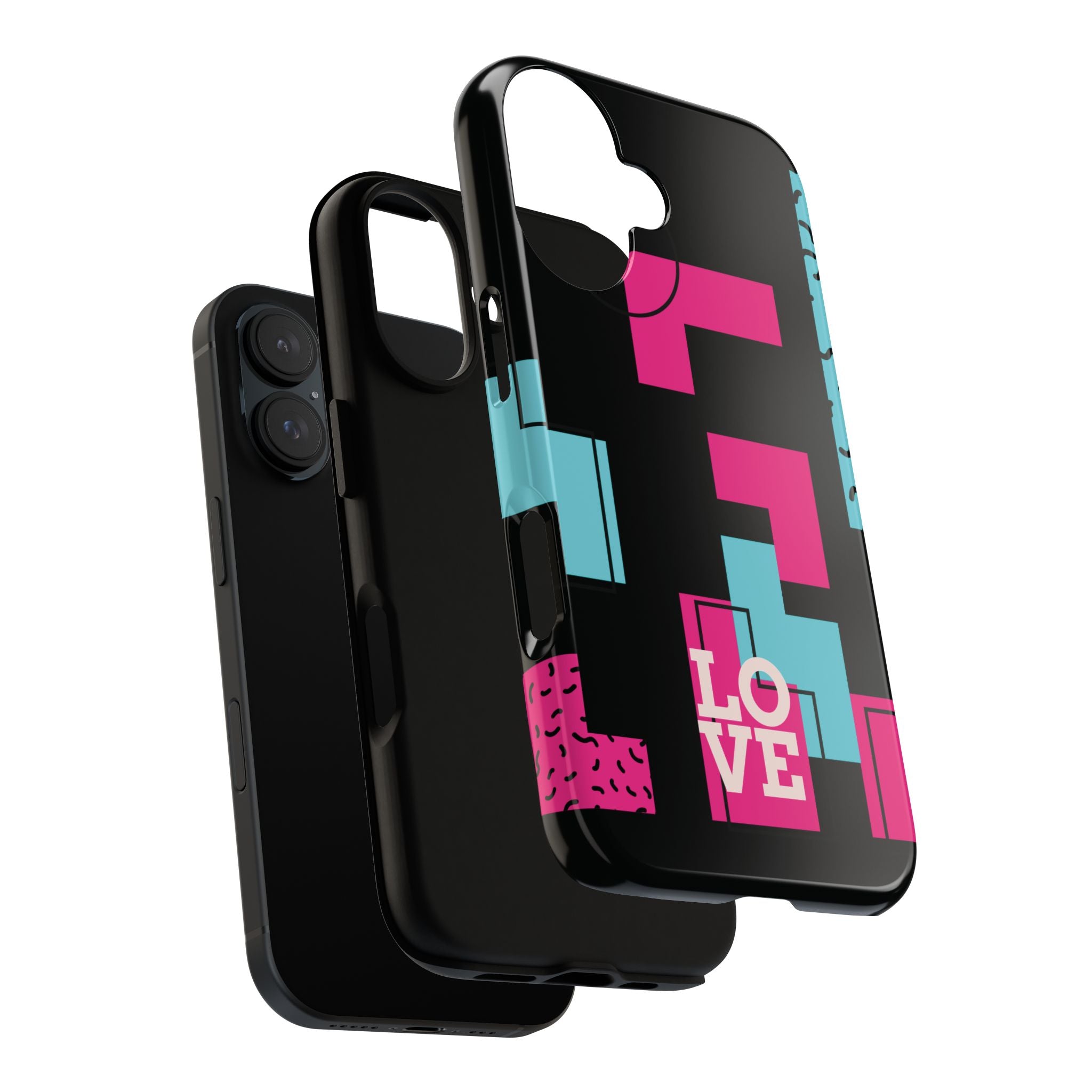 Retro Blocks LOVE Tough Case for iPhone, Galaxy or Google Pixel