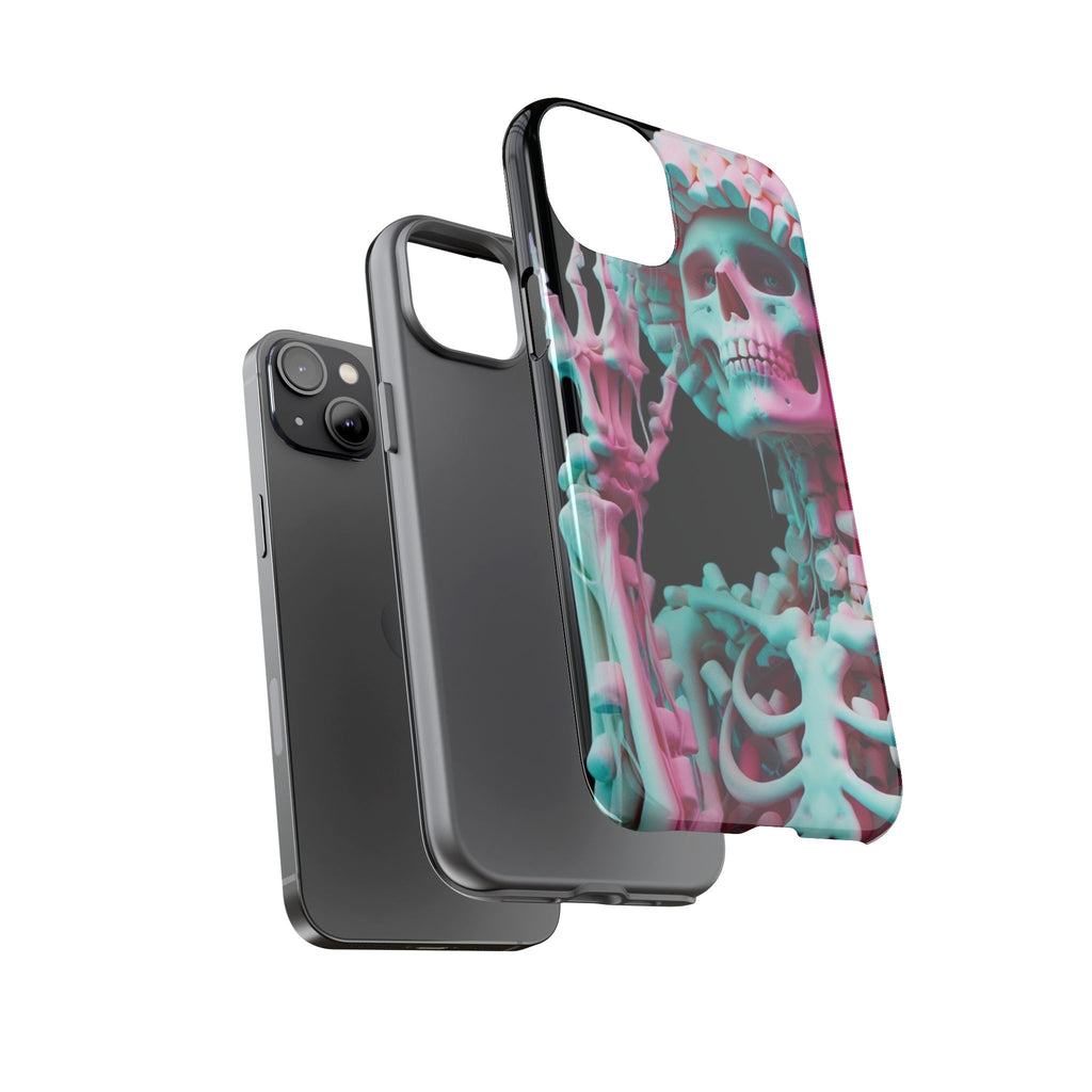 Neon Pink Skeleton (Black) Tough Phone Case for iPhone, Galaxy, or Google Pixel