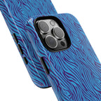 Zebra Print Blue and Purple Tough Case for iPhone, Galaxy or Google Pixel