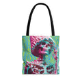 Skeleton Neon Green Aqua Zebra Tote Bag