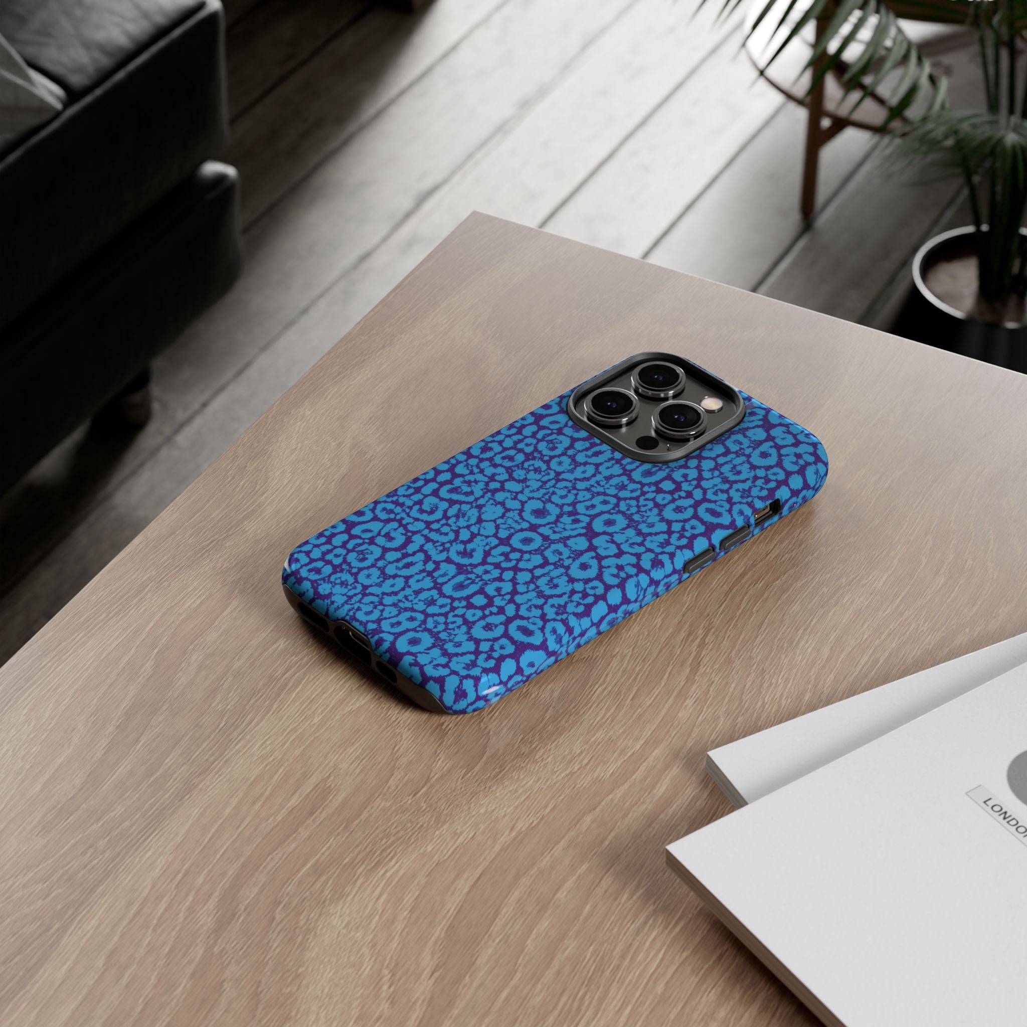 Blue Purple Leopard Tough Phone Case iPhone, Galaxy, or Google Pixel