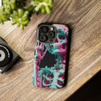 Neon Pink Skeleton (Black) Tough Phone Case for iPhone, Galaxy, or Google Pixel