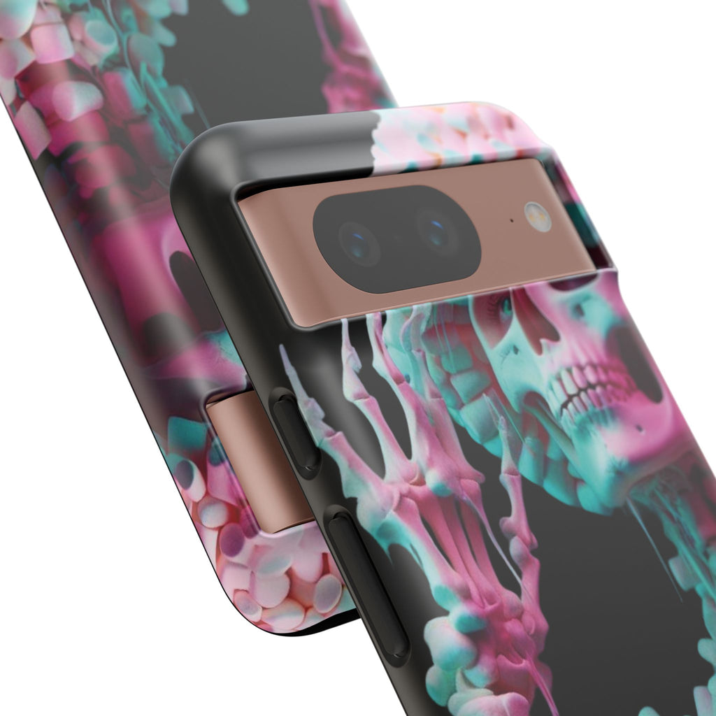 Neon Pink Skeleton (Black) Tough Phone Case for iPhone, Galaxy, or Google Pixel