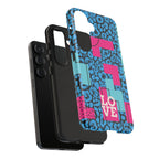 LOVE Blue Leopard 80s Vibe Tough Case for iPhone, Galaxy, or Google Pixel