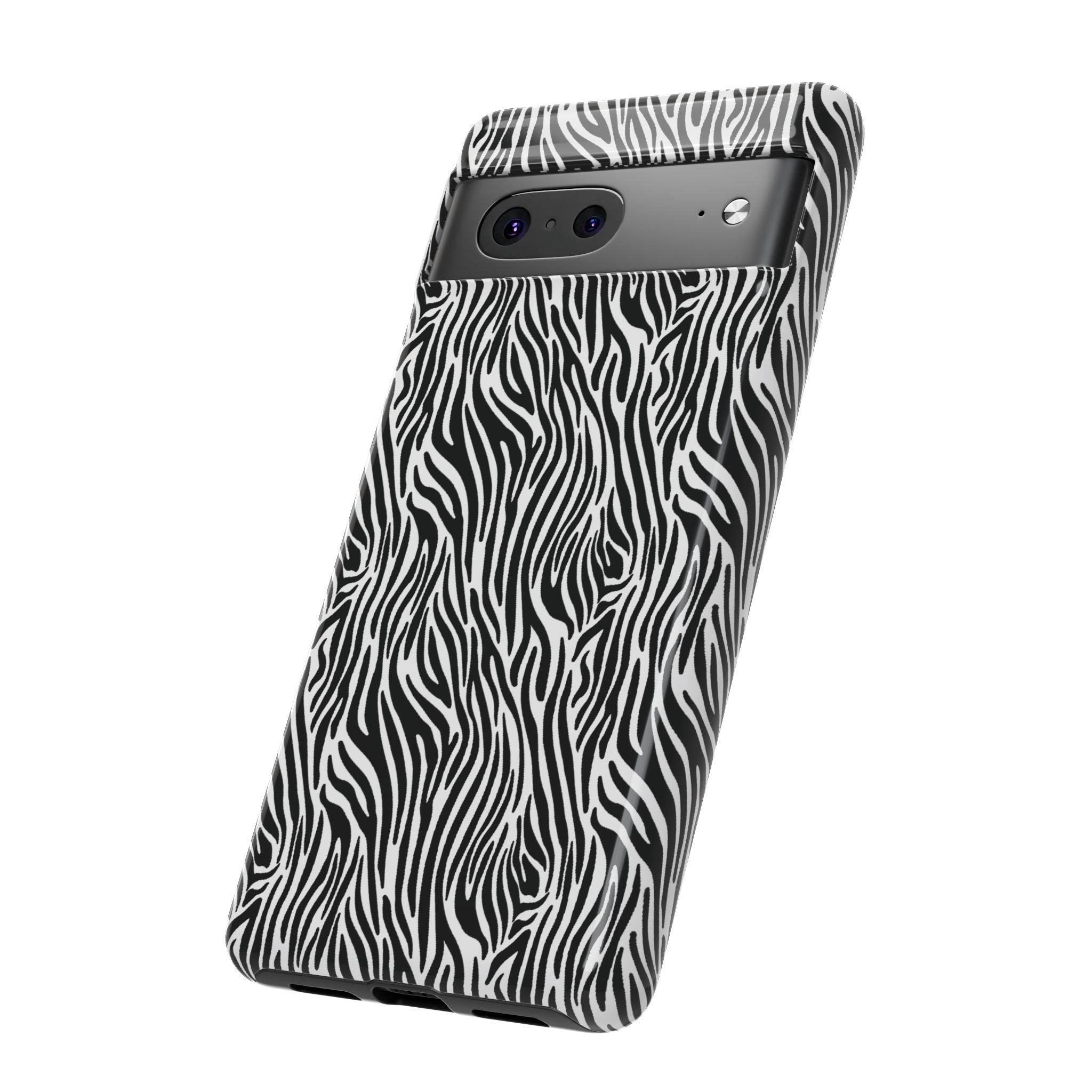 Black and White Zebra Print Tough Case iPhone, Galaxy and Google Pixel