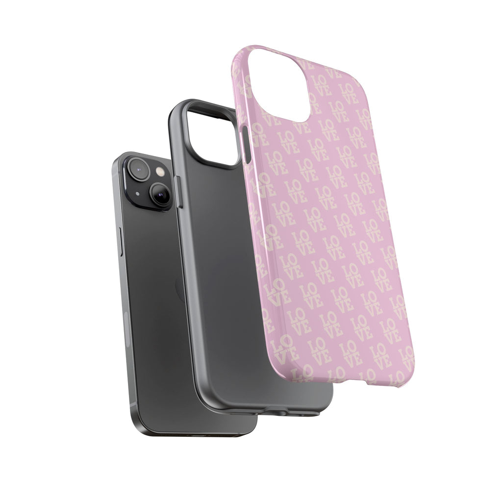 LOVE Pink Tough Phone Case for iPhone, Galaxy, or Google Pixel