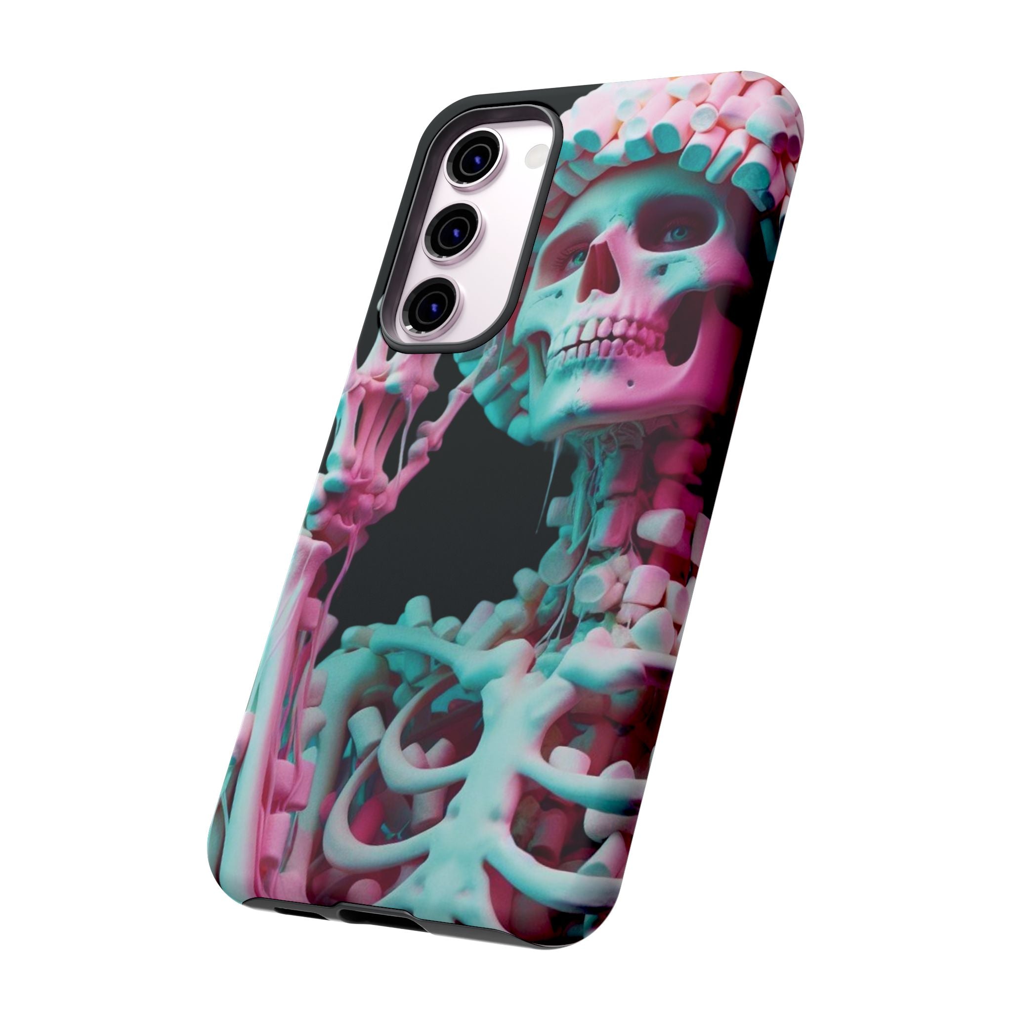 Neon Pink Skeleton (Black) Tough Phone Case for iPhone, Galaxy, or Google Pixel