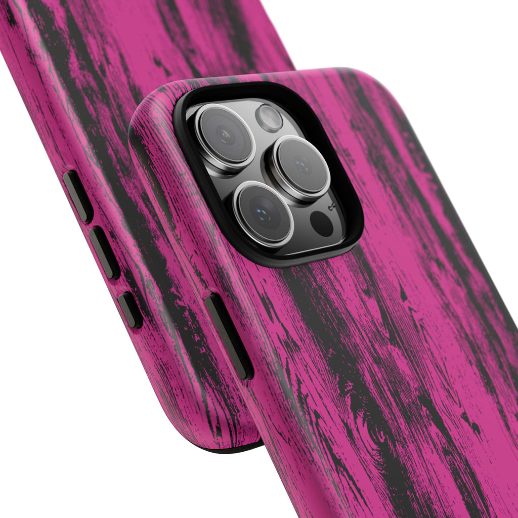 Hot Pink wood print Design Tough Phone Case for iPhone, Galaxy, or Google Pixel