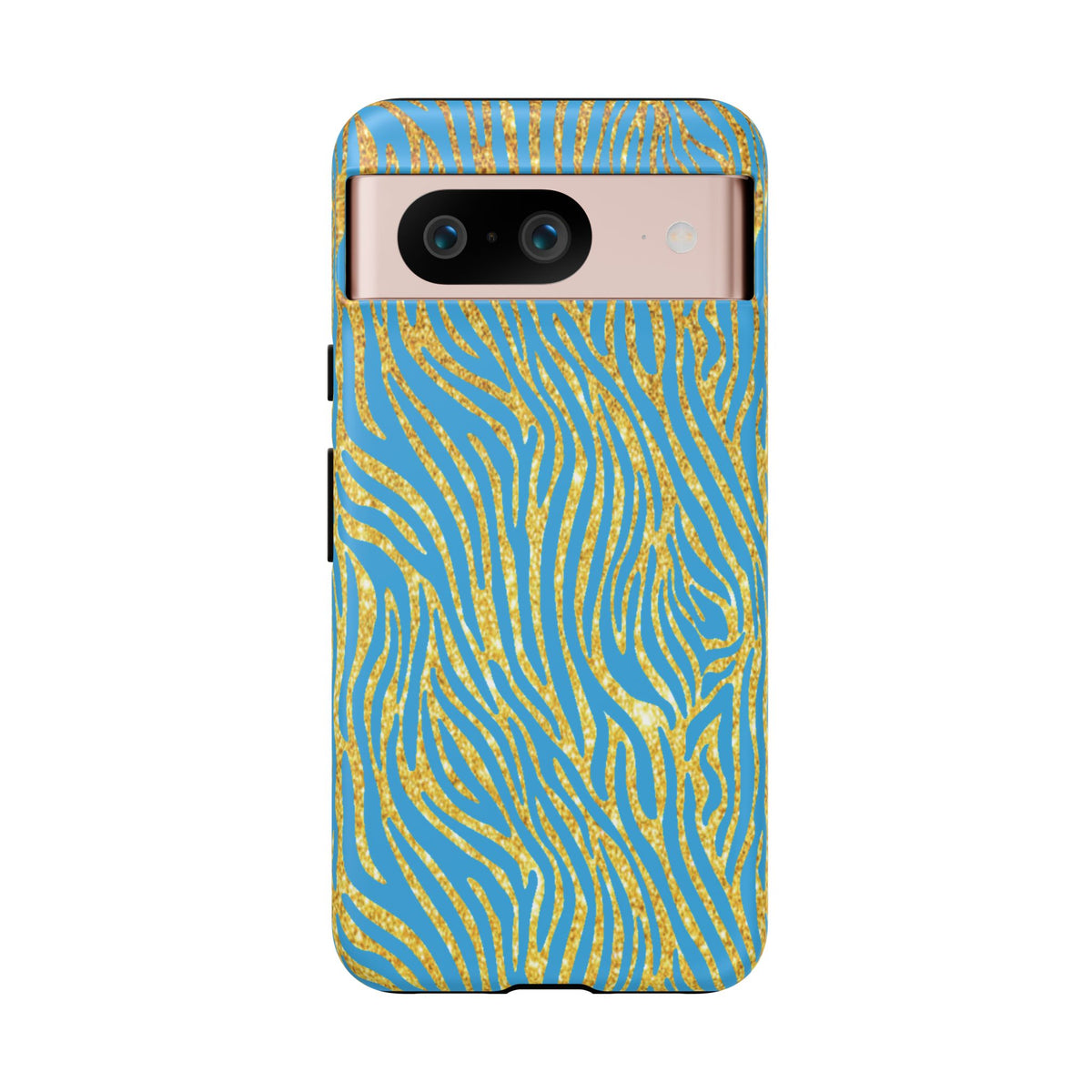 Blue Gold Zebra Tough Case for iPhone, Galaxy, or Google Pixel