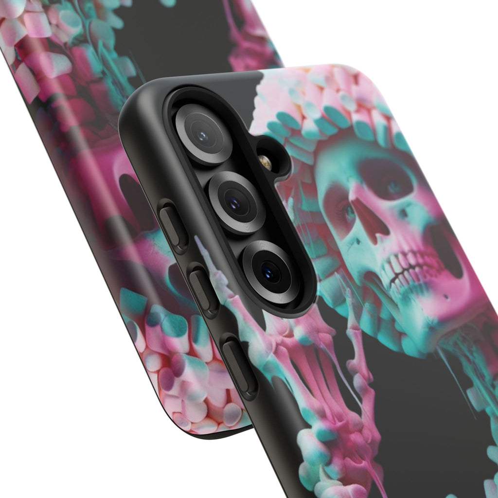 Neon Pink Skeleton (Black) Tough Phone Case for iPhone, Galaxy, or Google Pixel