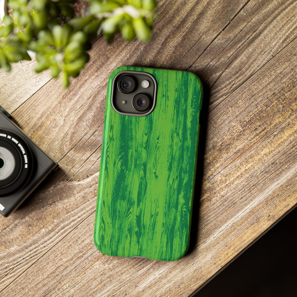 Neon Green Wood Tough Phone Case iPhone, Galaxy, or Google Pixel