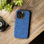 Zebra Print Blue and Purple Tough Case for iPhone, Galaxy or Google Pixel