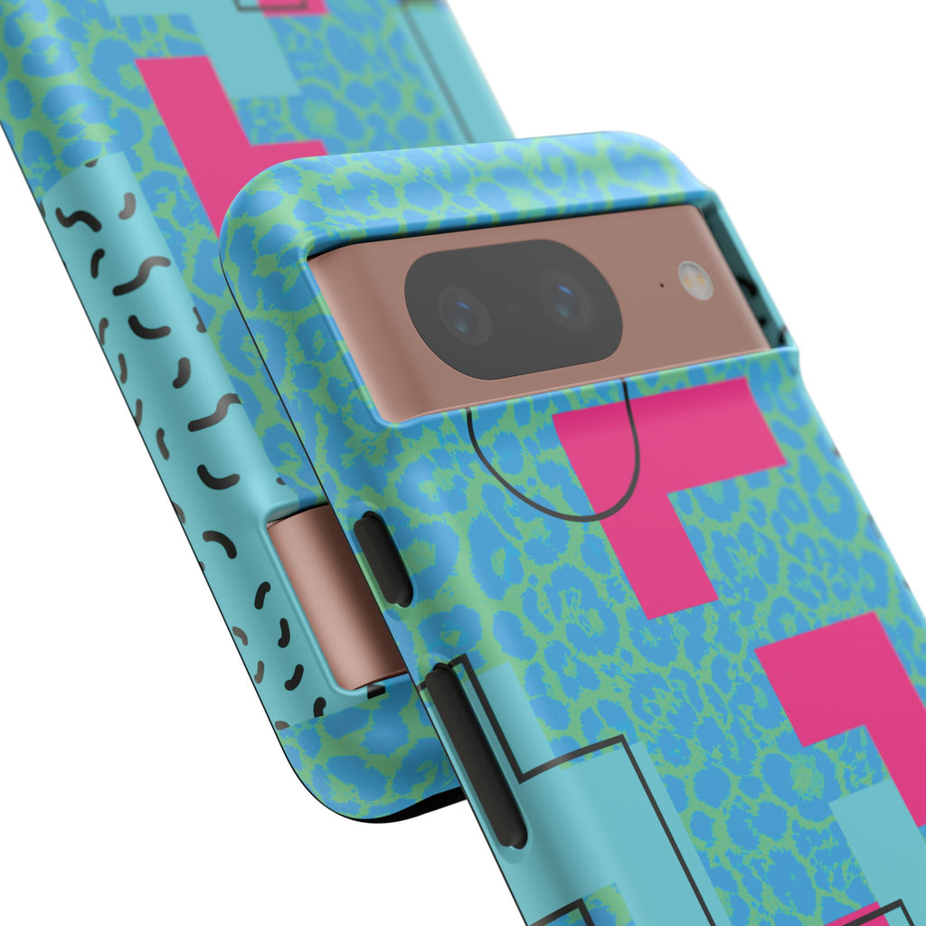 LOVE Aqua Blue Leopard RG Tough Phone Case iPhone, Galaxy, or Google Pixel