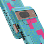 LOVE Aqua Blue Leopard RG Tough Phone Case iPhone, Galaxy, or Google Pixel