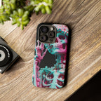 Neon Pink Skeleton (Black) Tough Phone Case for iPhone, Galaxy, or Google Pixel